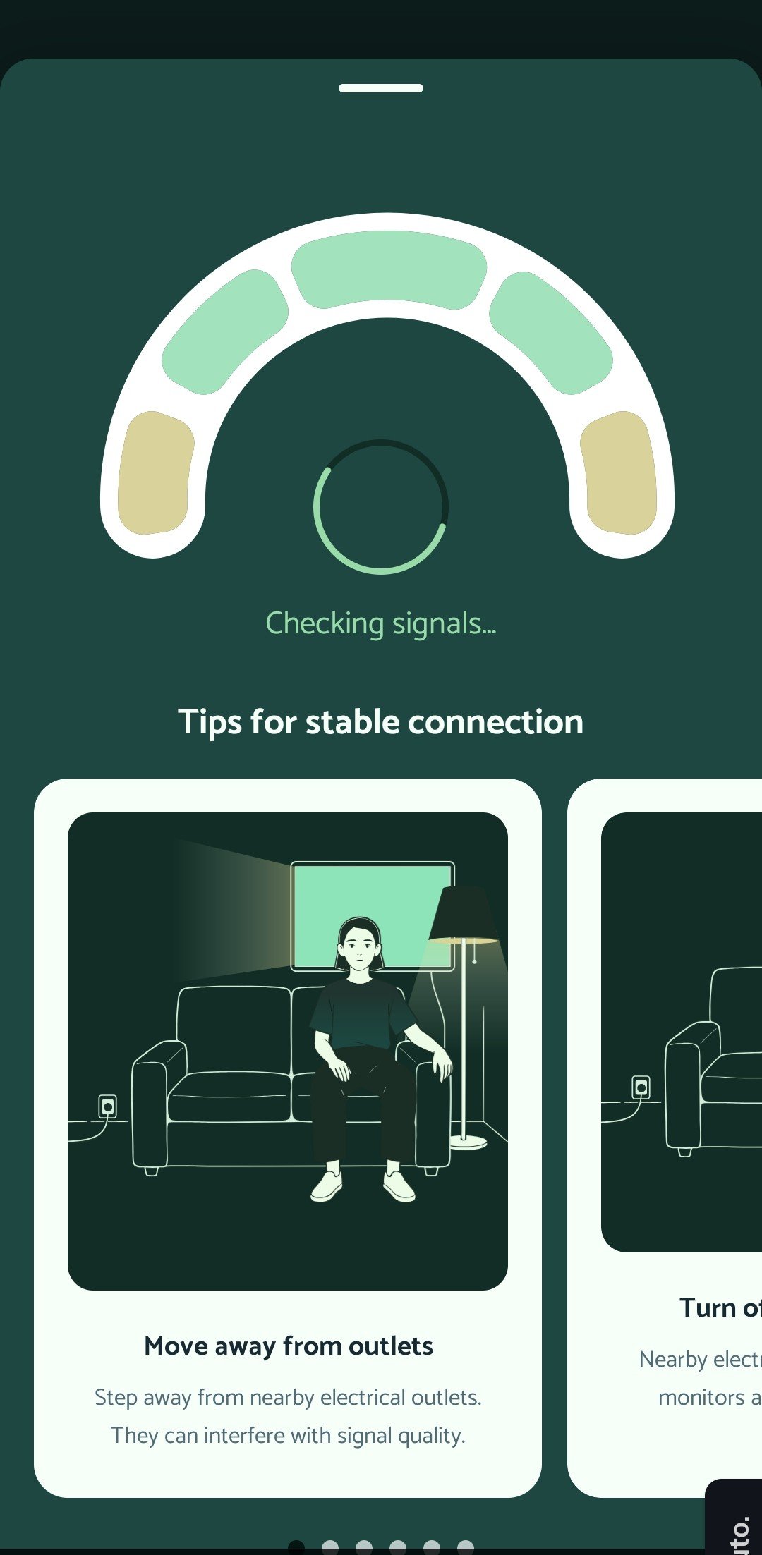 NeuroJournal app checking EEG signal quality with connection tips